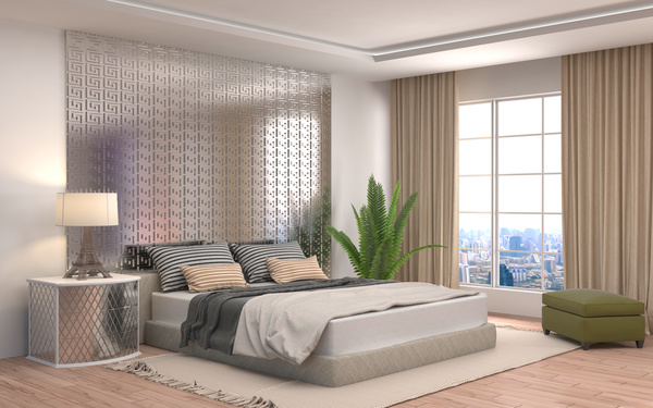 Modern Bed Backdrop with Sensor Lights