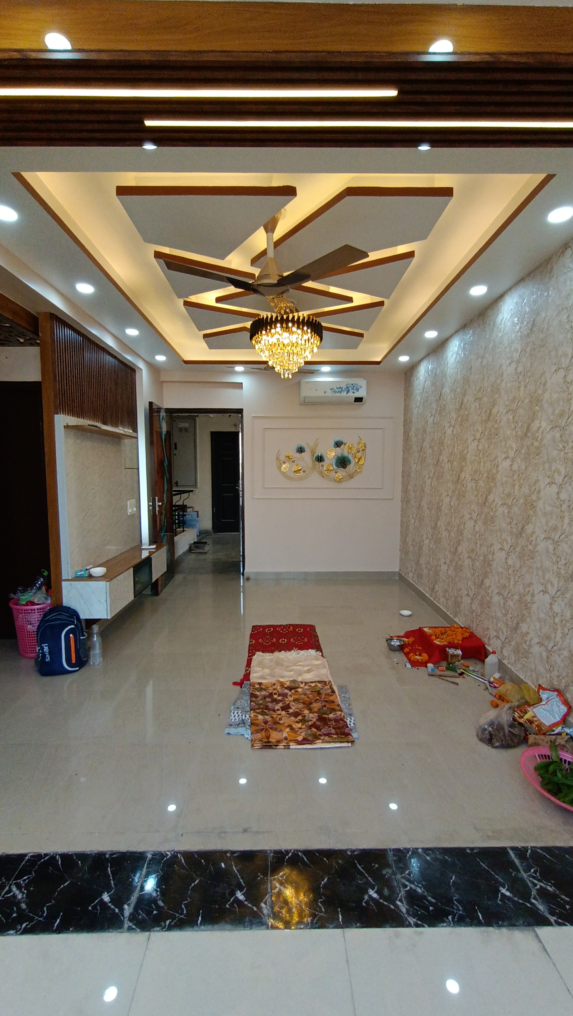 Living Room POP False Ceiling & Cove Lights